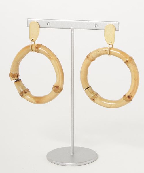 lala Born(ララボーン)の「【lala Born】バンブーサークルピアス(ピアス(両耳用)・レディース・ブラウン・FREE)」の3枚目の写真