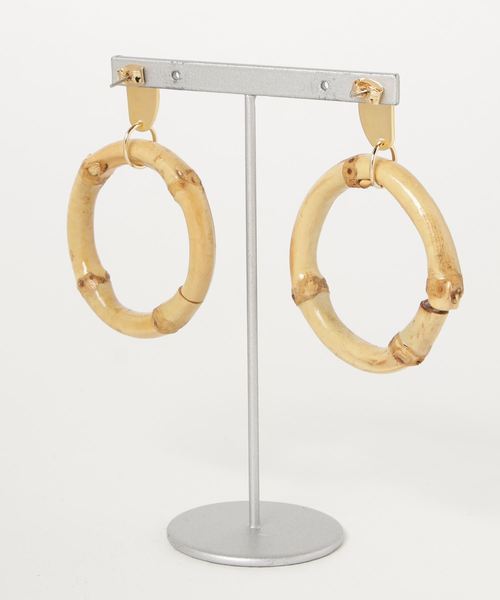 lala Born(ララボーン)の「【lala Born】バンブーサークルピアス(ピアス(両耳用)・レディース・ブラウン・FREE)」の2枚目の写真