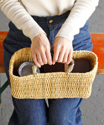 HIGHTIDE（ハイタイド）の「松野屋 ストロー革手横長カゴ かごバッグ S（かごバッグ）」