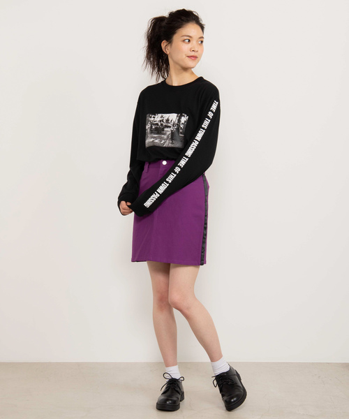 WEGO（ウィゴー）の「WEGO/サイドラインツイルタイトミニスカート（スカート・レディース・ベージュ/パープル/ブラック系その他2・FREE）」の9枚目の写真