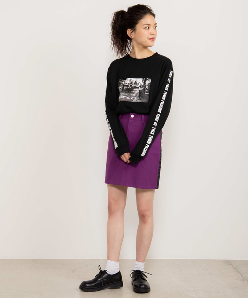 WEGO（ウィゴー）の「WEGO/サイドラインツイルタイトミニスカート（スカート・レディース・ベージュ/パープル/ブラック系その他2・FREE）」の8枚目の写真