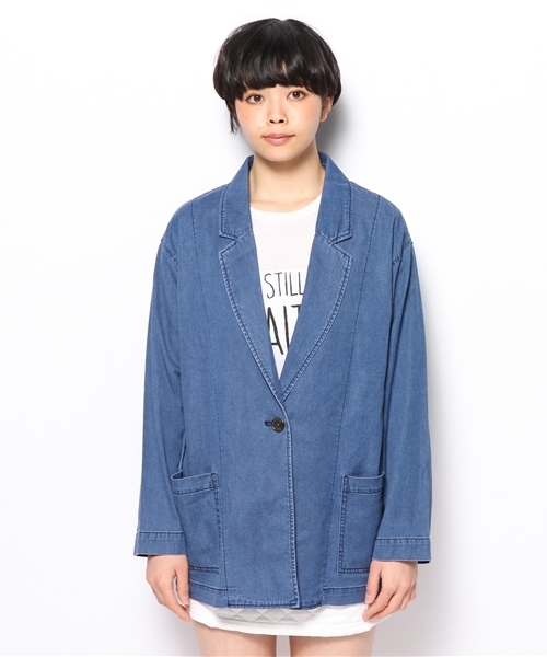 WEGO(ウィゴー)の「WEGO/ビッグジャケット(テーラードジャケット・レディース・ライトベージュ/ネイビー・FREE)」の13枚目の写真