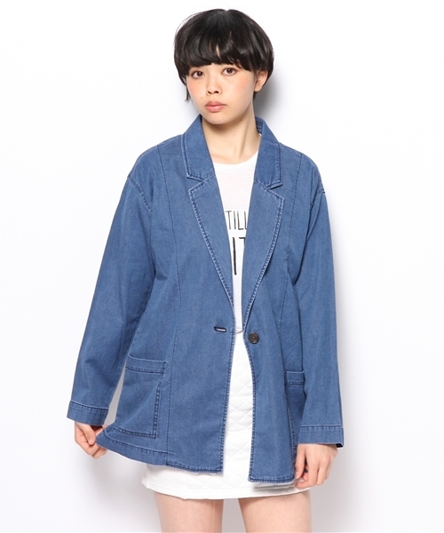 WEGO(ウィゴー)の「WEGO/ビッグジャケット(テーラードジャケット・レディース・ライトベージュ/ネイビー・FREE)」の10枚目の写真