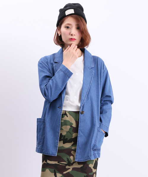 WEGO(ウィゴー)の「WEGO/ビッグジャケット(テーラードジャケット・レディース・ライトベージュ/ネイビー・FREE)」の7枚目の写真