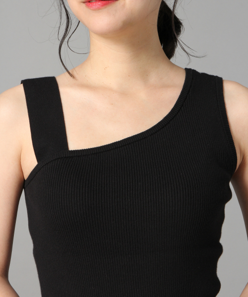 LOWRYS FARM（ローリーズファーム）の「スーピマアシメノースリーブ　828802（Tシャツ/カットソー・レディース・ブラック/ベージュ/ブラウン/オフホワイト・FREE）」の12枚目の写真