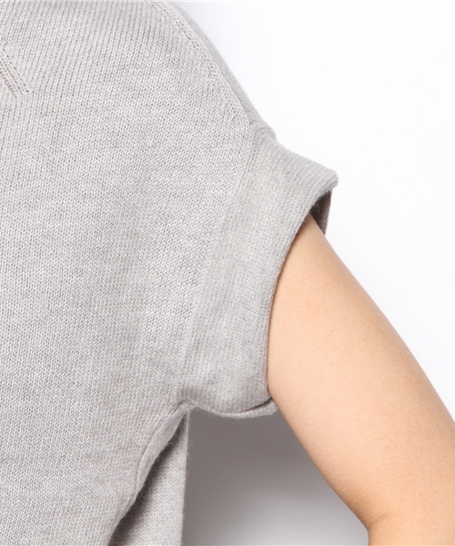 PLST（プラステ）の「アンゴラ混ボートネック半袖ニット（ニット/セーター・レディース・ヘザーグレー/ベージュ/サーモンピンク・2）」の6枚目の写真