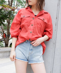【プチプラ】リネンライクオーバーシャツ