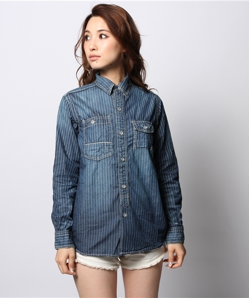 goa（ゴア）の「ウォバッシュデニムシャツ（シャツ/ブラウス・レディース・ブルー/インディゴブルー・FREE）」の5枚目の写真