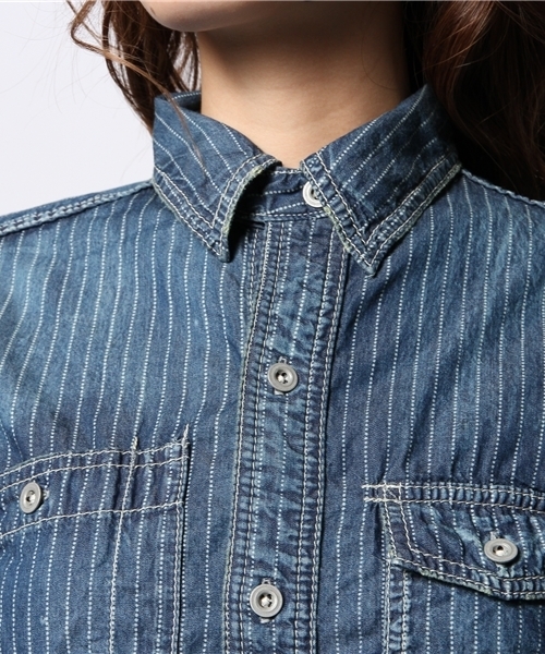 goa（ゴア）の「ウォバッシュデニムシャツ（シャツ/ブラウス・レディース・ブルー/インディゴブルー・FREE）」の8枚目の写真