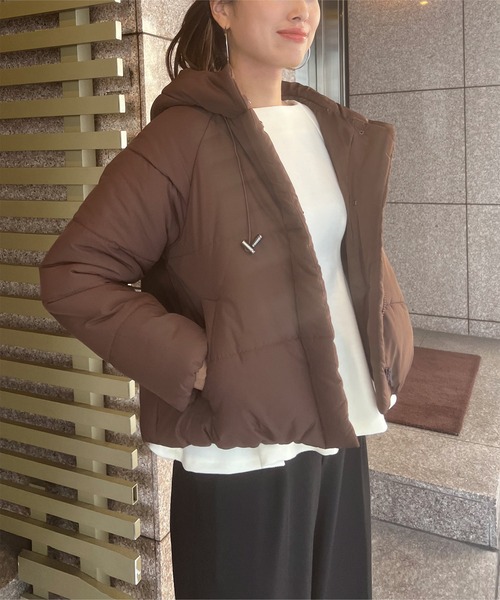 フード付き中綿ショートコート（ダウンジャケット/コート