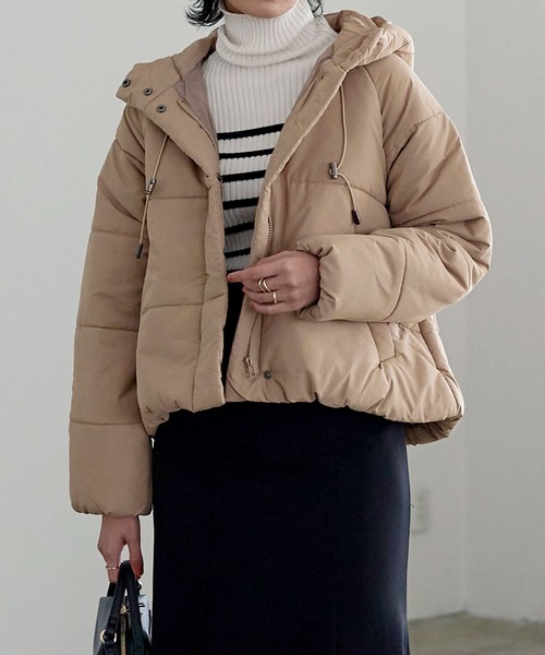 フード付き中綿ショートコート（ダウンジャケット/コート
