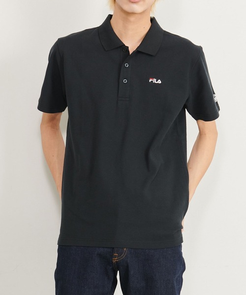 FILA（フィラ）の「【FILA/フィラ】WEB限定 別注 機能付き ワンポイント ロゴ刺繍 綿100% 半袖ポロシャツ/抗菌防臭＋接触冷感＋汗染み防止（ポロシャツ・メンズ・ホワイト/ブラック/ネイビー/ホワイト系その他/ブラック系その他/ホワイト系その他2/ブラック系その他2/ブルー系その他・M/L/LL）」の5枚目の写真
