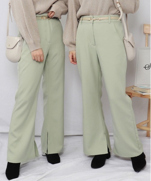 PairPair（ペアペア）の「スリット入りセミフレアパンツ（その他パンツ・レディース・ブラック/スモークピンク/モカ/アイボリー/ライトグリーン・SMALL/MEDIUM）」の4枚目の写真