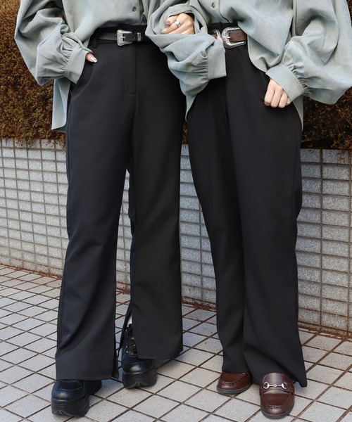 PairPair（ペアペア）の「スリット入りセミフレアパンツ（その他パンツ・レディース・ブラック/スモークピンク/モカ/アイボリー/ライトグリーン・SMALL/MEDIUM）」の3枚目の写真