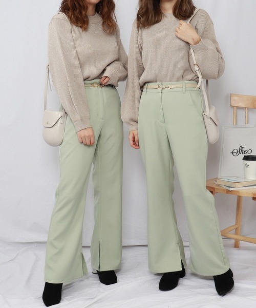 PairPair（ペアペア）の「スリット入りセミフレアパンツ（その他パンツ・レディース・ブラック/スモークピンク/モカ/アイボリー/ライトグリーン・SMALL/MEDIUM）」の18枚目の写真