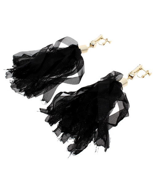 Kastane（カスタネ）の「【Kastane】タッセルイヤリング（ピアス（両耳用）・レディース・ブラック/グレー・FREE）」の3枚目の写真