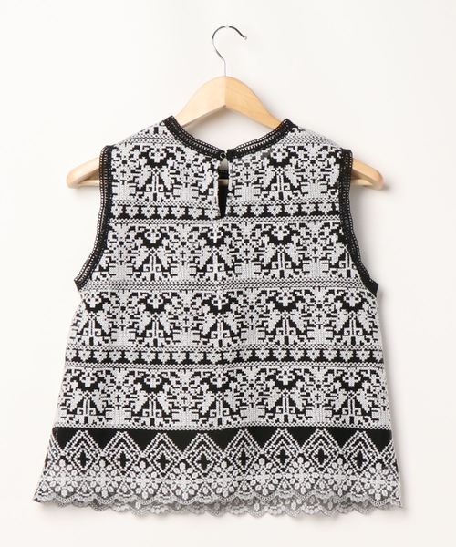 PAGEBOY（ページボーイ）の「クロスステッチ刺繍ノースリブラウス（シャツ/ブラウス・レディース・ブラック/オフホワイト・FREE）」の15枚目の写真