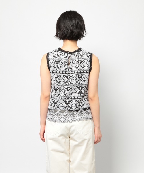 PAGEBOY（ページボーイ）の「クロスステッチ刺繍ノースリブラウス（シャツ/ブラウス・レディース・ブラック/オフホワイト・FREE）」の9枚目の写真