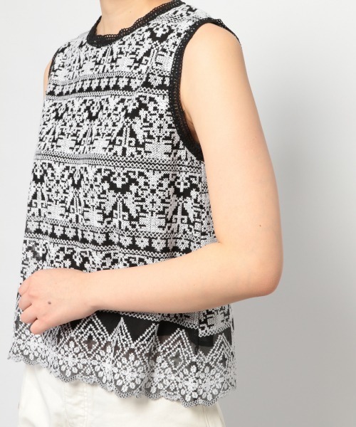 PAGEBOY（ページボーイ）の「クロスステッチ刺繍ノースリブラウス（シャツ/ブラウス・レディース・ブラック/オフホワイト・FREE）」の12枚目の写真