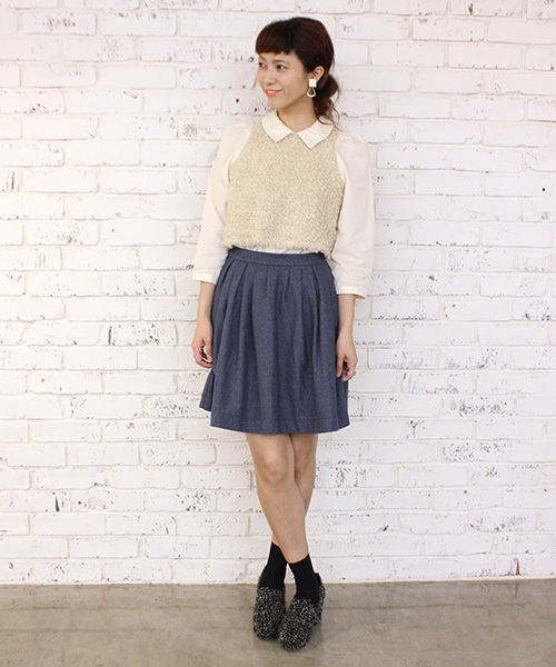 mystic（ミスティック）の「モコモコベストドッキングシャツ（シャツ/ブラウス・レディース・キャメル/ベージュ/チャコールグレー/ブラック・ﾌﾘ-）」の6枚目の写真