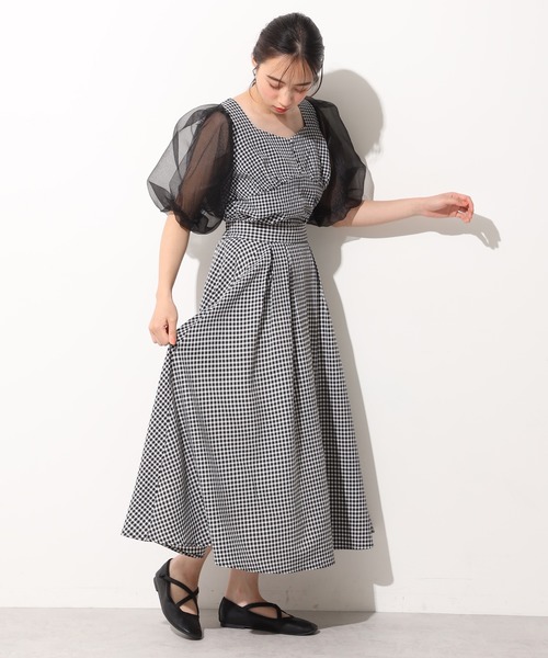 one after another NICE CLAUP（ワンアフターアナザーナイスクラップ）の「袖オーガンジ―ドッキングブラウス（シャツ/ブラウス・レディース・ブラック/オフホワイト/チェック・FREE）」の14枚目の写真