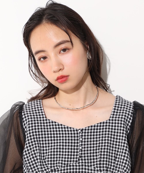 one after another NICE CLAUP（ワンアフターアナザーナイスクラップ）の「袖オーガンジ―ドッキングブラウス（シャツ/ブラウス・レディース・ブラック/オフホワイト/チェック・FREE）」の5枚目の写真