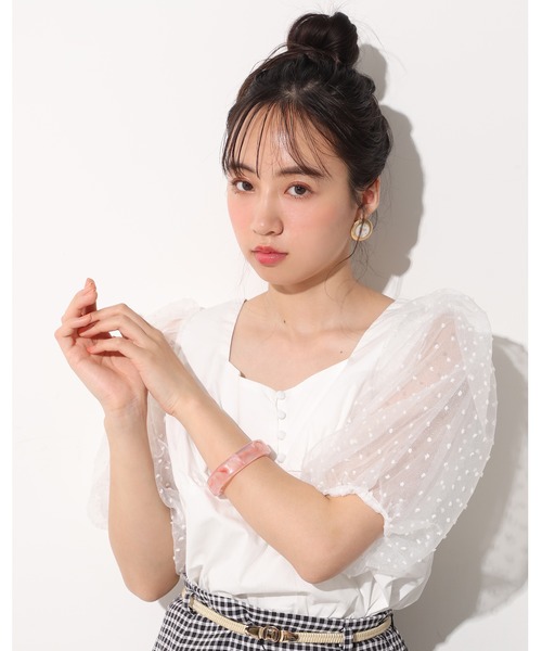 one after another NICE CLAUP（ワンアフターアナザーナイスクラップ）の「袖オーガンジ―ドッキングブラウス（シャツ/ブラウス・レディース・ブラック/オフホワイト/チェック・FREE）」の17枚目の写真