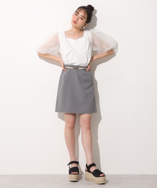 one after another NICE CLAUP（ワンアフターアナザーナイスクラップ）の「袖オーガンジ―ドッキングブラウス（シャツ/ブラウス・レディース・ブラック/オフホワイト/チェック・FREE）」の20枚目の写真