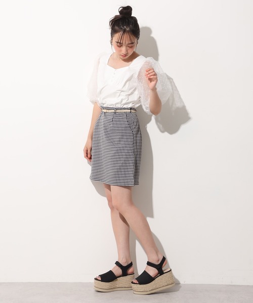 one after another NICE CLAUP（ワンアフターアナザーナイスクラップ）の「袖オーガンジ―ドッキングブラウス（シャツ/ブラウス・レディース・ブラック/オフホワイト/チェック・FREE）」の21枚目の写真