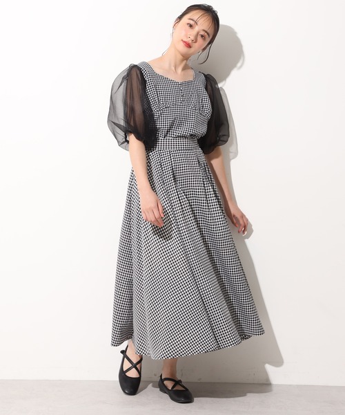 one after another NICE CLAUP（ワンアフターアナザーナイスクラップ）の「袖オーガンジ―ドッキングブラウス（シャツ/ブラウス・レディース・ブラック/オフホワイト/チェック・FREE）」の13枚目の写真