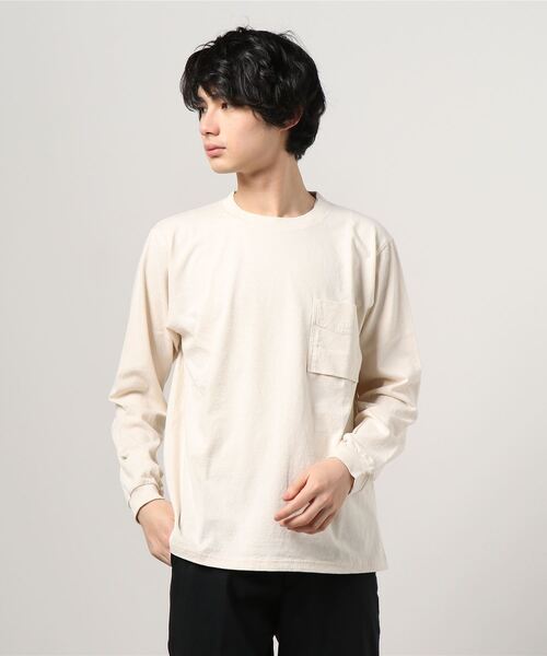 Jackman（ジャックマン）の「USA Cotton L/S Pocket T-Shirt（Tシャツ/カットソー・メンズ・ホワイト/ネイビー/ライトオリーブ/スミクロ/ブラック/ホワイト×グレー/キナリ/ローズ/コーラル/ライトブルーグレー/ネイビー系/ブラウン系その他/オフホワイト/ダークカーキ/サンドグレー/サックスブルー・SMALL/MEDIUM/LARGE/X-LARGE）」の4枚目の写真