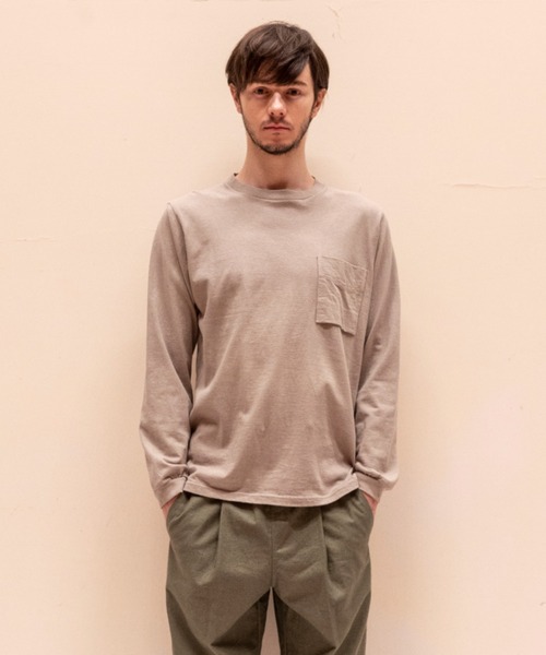 Jackman（ジャックマン）の「USA Cotton L/S Pocket T-Shirt（Tシャツ/カットソー・メンズ・ホワイト/ネイビー/ライトオリーブ/スミクロ/ブラック/ホワイト×グレー/キナリ/ローズ/コーラル/ライトブルーグレー/ネイビー系/ブラウン系その他/オフホワイト/ダークカーキ/サンドグレー/サックスブルー・SMALL/MEDIUM/LARGE/X-LARGE）」の7枚目の写真