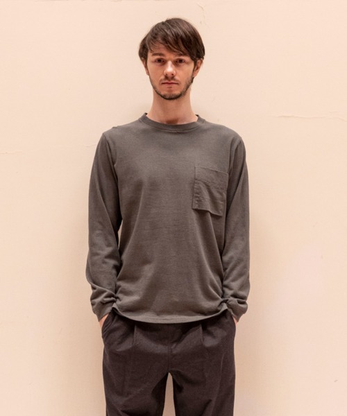 Jackman（ジャックマン）の「USA Cotton L/S Pocket T-Shirt（Tシャツ/カットソー・メンズ・ホワイト/ネイビー/ライトオリーブ/スミクロ/ブラック/ホワイト×グレー/キナリ/ローズ/コーラル/ライトブルーグレー/ネイビー系/ブラウン系その他/オフホワイト/ダークカーキ/サンドグレー/サックスブルー・SMALL/MEDIUM/LARGE/X-LARGE）」の11枚目の写真