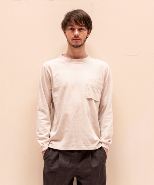 Jackman（ジャックマン）の「USA Cotton L/S Pocket T-Shirt（Tシャツ/カットソー・メンズ・ホワイト/ネイビー/ライトオリーブ/スミクロ/ブラック/ホワイト×グレー/キナリ/ローズ/コーラル/ライトブルーグレー/ネイビー系/ブラウン系その他/オフホワイト/ダークカーキ/サンドグレー/サックスブルー・SMALL/MEDIUM/LARGE/X-LARGE）」の3枚目の写真
