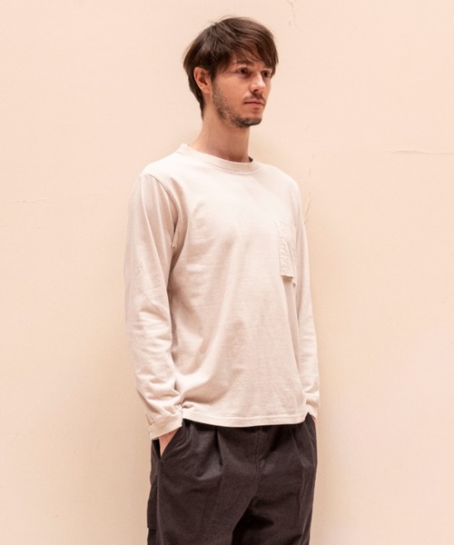 Jackman（ジャックマン）の「USA Cotton L/S Pocket T-Shirt（Tシャツ/カットソー・メンズ・ホワイト/ネイビー/ライトオリーブ/スミクロ/ブラック/ホワイト×グレー/キナリ/ローズ/コーラル/ライトブルーグレー/ネイビー系/ブラウン系その他/オフホワイト/ダークカーキ/サンドグレー/サックスブルー・SMALL/MEDIUM/LARGE/X-LARGE）」の20枚目の写真