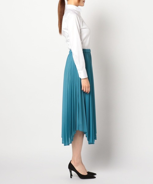 NARACAMICIE(ナラカミーチェ)の「トリコットジグザグヘムプリーツスカート(スカート・レディース・カーキ/キャメル/ブルー・MEDIUM)」の4枚目の写真