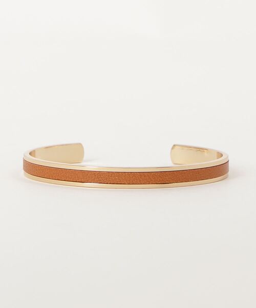 GOLD RAIL BANGLE - F(6mm)栃木レザー / バングル（バングル