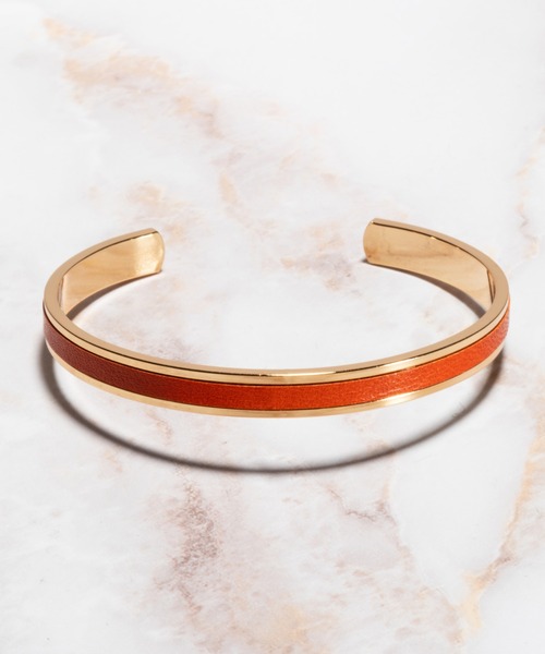 GOLD RAIL BANGLE - F(6mm)栃木レザー / バングル（バングル