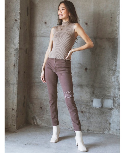 ALEXIA STAM（アリシアスタン）の「Arrow Pocket Skinny Pants/アローポケットスキニーパンツ（デニムパンツ・レディース・ブラック/ブラウン/ベージュ・XS/S/M）」の10枚目の写真