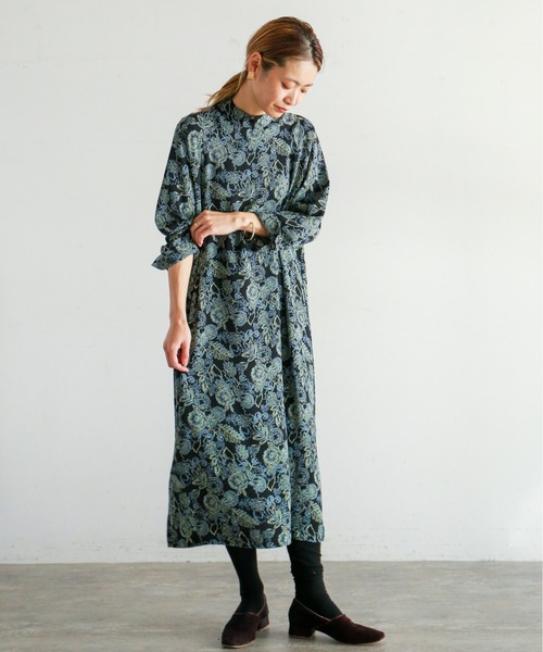 NOMBRE IMPAIR ノンブルアンペール　リバティ　ワンピース NOMBRE IMPAIR ノンブルアンペール メッシュコンビ天竺 Tシャツ