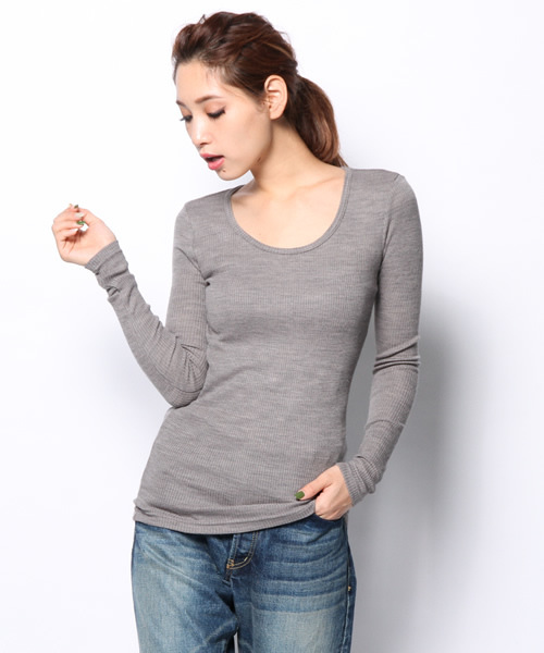 goa（ゴア）の「AWﾃﾚｺ ｸﾙｰﾈｯｸ ﾌﾟﾙｵｰﾊﾞｰ（Tシャツ/カットソー・レディース・オレンジ/グレー/チャコールグレー/ベージュ/カーキオリーブ/キャメル・FREE）」の3枚目の写真