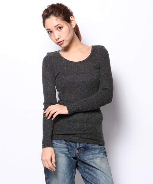 goa（ゴア）の「AWﾃﾚｺ ｸﾙｰﾈｯｸ ﾌﾟﾙｵｰﾊﾞｰ（Tシャツ/カットソー・レディース・オレンジ/グレー/チャコールグレー/ベージュ/カーキオリーブ/キャメル・FREE）」の2枚目の写真