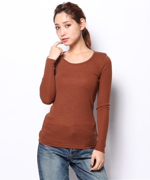 goa（ゴア）の「AWﾃﾚｺ ｸﾙｰﾈｯｸ ﾌﾟﾙｵｰﾊﾞｰ（Tシャツ/カットソー・レディース・オレンジ/グレー/チャコールグレー/ベージュ/カーキオリーブ/キャメル・FREE）」の6枚目の写真