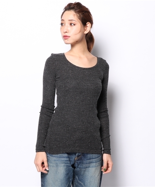 goa（ゴア）の「AWﾃﾚｺ ｸﾙｰﾈｯｸ ﾌﾟﾙｵｰﾊﾞｰ（Tシャツ/カットソー・レディース・オレンジ/グレー/チャコールグレー/ベージュ/カーキオリーブ/キャメル・FREE）」の8枚目の写真