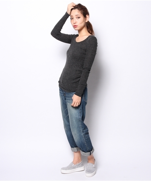 goa（ゴア）の「AWﾃﾚｺ ｸﾙｰﾈｯｸ ﾌﾟﾙｵｰﾊﾞｰ（Tシャツ/カットソー・レディース・オレンジ/グレー/チャコールグレー/ベージュ/カーキオリーブ/キャメル・FREE）」の14枚目の写真