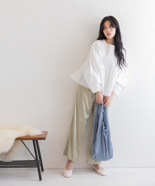 Mysa&Liina（ミーサリーナ）の「ペプラムコットンブラウス（シャツ/ブラウス・レディース・ブラック/ベージュ/オフホワイト/ブルー・M）」の11枚目の写真