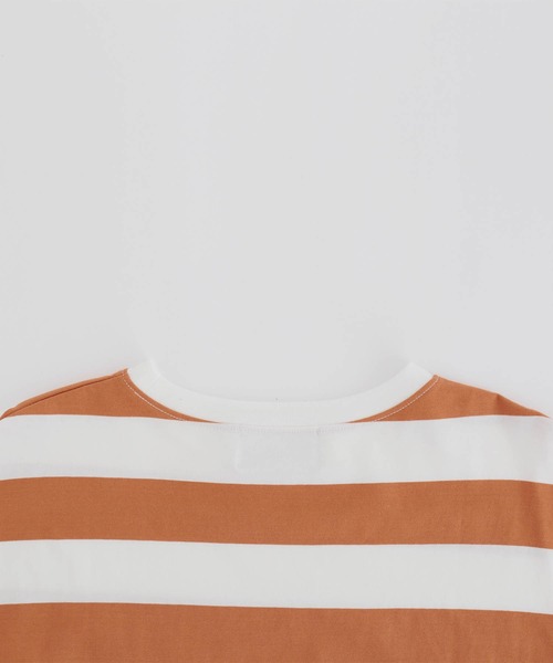 オーバーサイズドロップショルダー太ボーダーロンT（Tシャツ