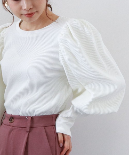 archives(アルシーヴ)の「パワショルTOPS(Tシャツ/カットソー・レディース・アイボリー/ブラック/オフホワイト/グレイッシュベージュ・MEDIUM)」の12枚目の写真