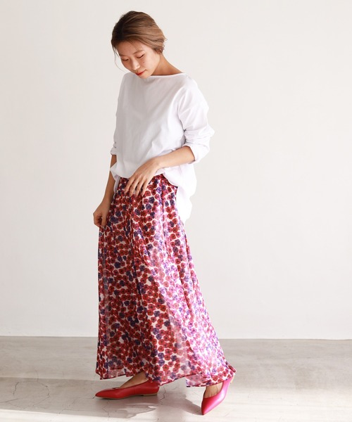 SLOBE IENA（スローブイエナ）の「レトロフラワー楊柳スカート