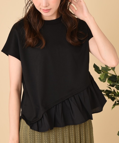 INTERPLANET（インタープラネット）の「【ＷＥＢ限定】ＣＳ裾異素材切替プルオーバー（Tシャツ/カットソー・レディース・ベージュ/オフホワイト/ブラック・FREE）」の15枚目の写真